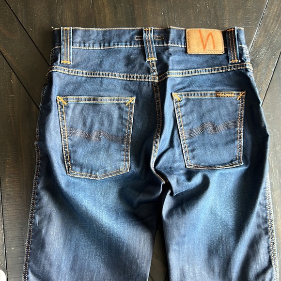 Distressed navy blue jeans, Nudie. - Picture 5 of 7